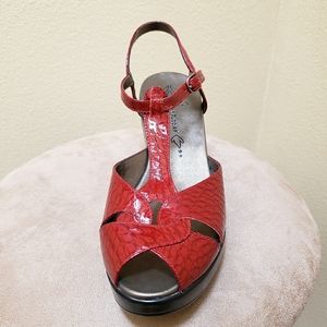 Red Snake Wedge Hush Puppies Sandals